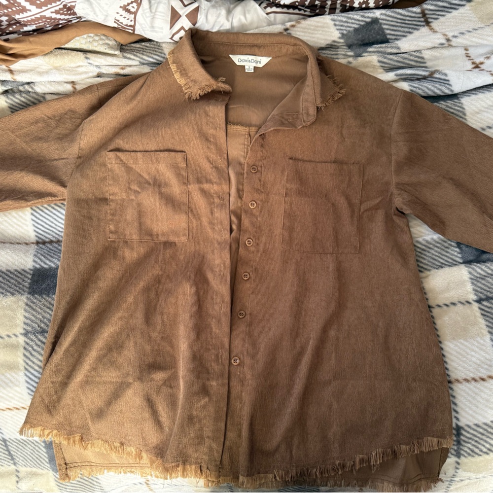 DAVI & DANI Brown Lightweight Shirt Jacket